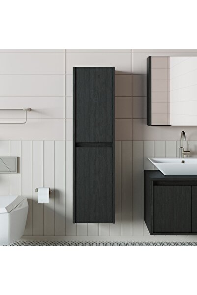 ROOMART Ahşap Siyah Suntalam 130 X 35 Cm Banyo Boy Dolabı