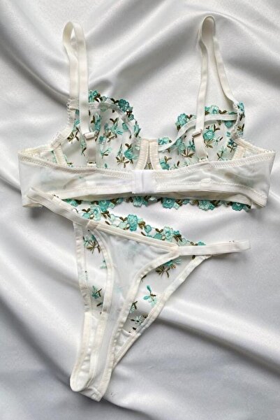 Moldina Жіночий бюстгальтер Екрю Турецький бірюзовий квітковий бален