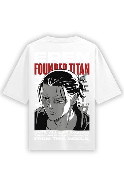 Freeyez Attack On Titan Eren Founder Titan T-shirt sa otiskom na prednjoj i z...