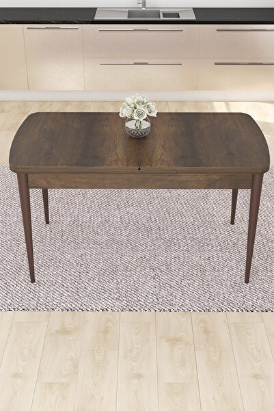 Canisa Nef Serisi 70x114 Açılabilir Mdf Barok Ahşap Desen Masa Takımı Ve 4 Kiremit Sandalye