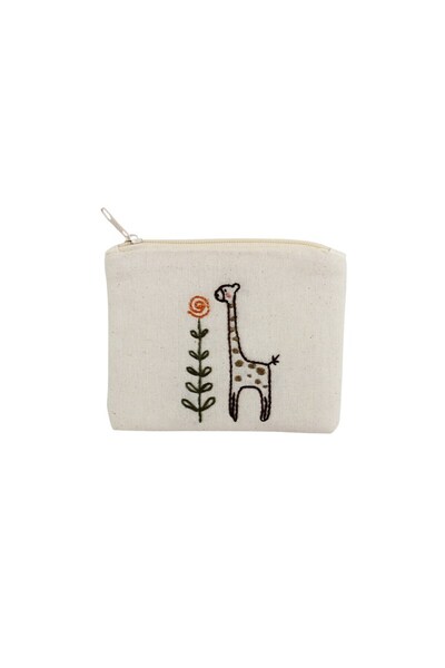 NAHIL Zürafa Işlemeli Bez Cüzdan
