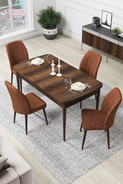 Canisa Par Serisi 70x114, Açılabilir Mdf Mutfak Masası Barok Ahşap Desen Masa...