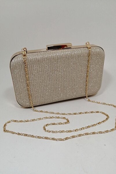 PARKTAN Altın Simli Abiye Clutch Portföy Çanta