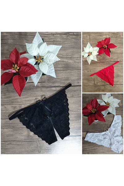 Cooqpoo Μέγεθος S/m και M/l 3 τεμαχίων Μαύρο Λευκό Κόκκινο φανταχτερό δαντελένιο εσώρουχο 940