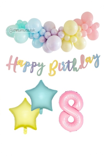 BİDOLUMUTLULUK Macarons Colors Rainbow Birthday Set Party Entertainment