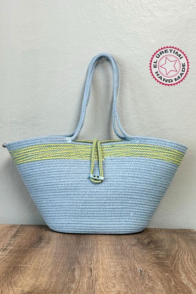 Uretti Geantă de plajă albastră Nuran 9092 - frânghie de copac lucrată manual de 25 cm
