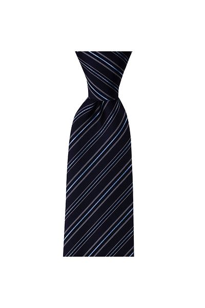 1001 Kravat Navy Blue Necktie with Blue Stripes - 8 cm Wide
