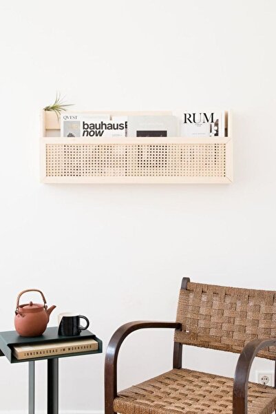 RATTAN CONCEPT Hazeran (RATTAN) Kitaplık, Hazeran Duvar Rafı Ahşap, Bohem