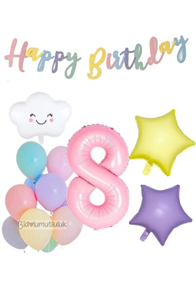 BİDOLUMUTLULUK Rainbow Birthday Set Party Entertainment Rainbow Banner