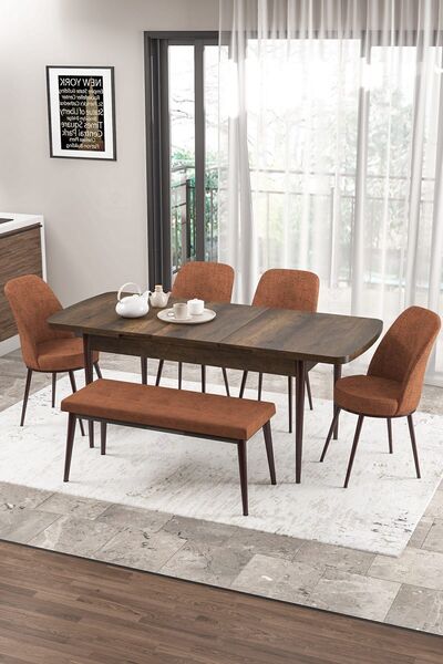 Canisa Concept Zen Serisi 80x132 Mdf Açılabilir Barok Ahşap Desen Masa Takımı...