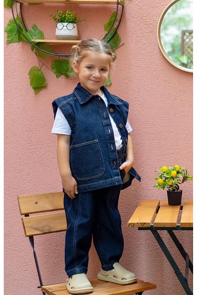 Oliven The Kid Син унисекс дънков елек с джоб