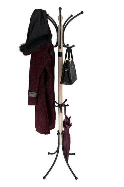 TOLUNAY Metal Clover Model Coat Rack Standing Hanger - Painted Maple
