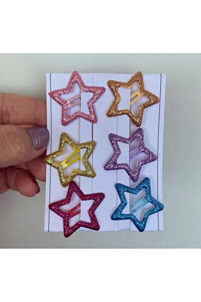 Mercan 6'lı Simli Renkli Yıldız Çıt Çıt Toka