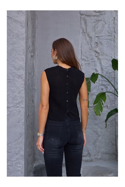Elif Özbey Butik Black Knitwear Sweater - Back Buttoned