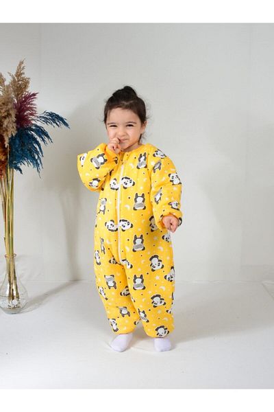 Melfa Children's Yellow Thick Fiber Filled Patterned Sleeping Bag