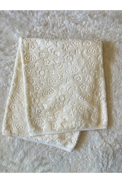 anne dokunuşu gibi KUZUM BEBE Cream Embossed Plush Baby Kids Blanket
