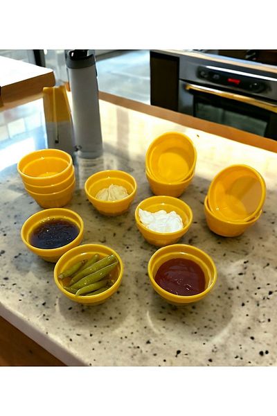 ray plastik 12 Pieces Round Sauce Bowl Yellow