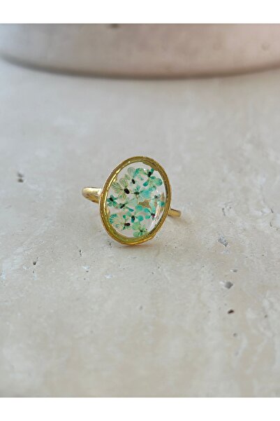 Fiorel Design Gerçek Çiçekli Reçine Yüzük - Tiny Garden Oval