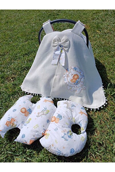 Mery Bebek Puset Örtüsü, -ortopedik Puset Minderi- Aslan Figürlü- Tek Katlı N...