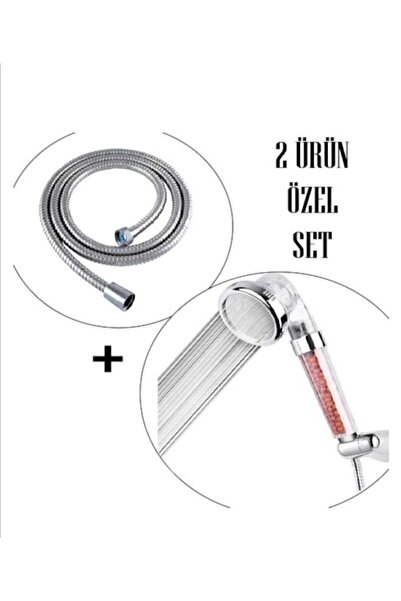 DMR Boncuklu Su Arıtmalı Ve Tasarruflu Duş Başlığı Duş Hortumu Hediyeli
