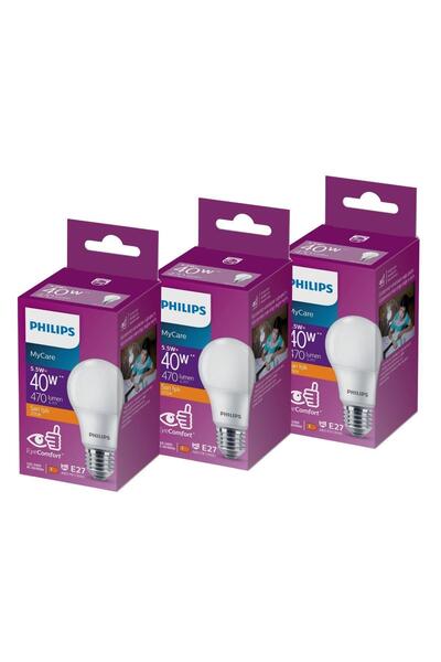 Philips Led 5-40w Ampul 2700k Sarı Işık 3lü
