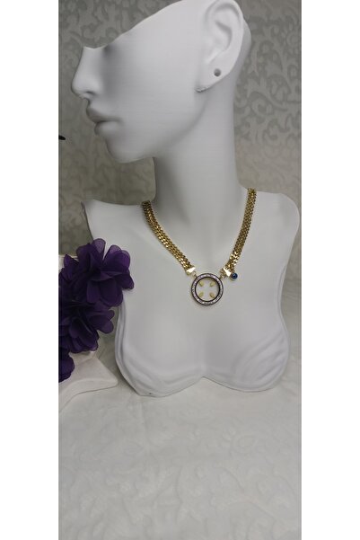 LİLLY AND MOLLY JEWELERY ÇEYREK ALTIN YUVALI ÇELİK KOLYE