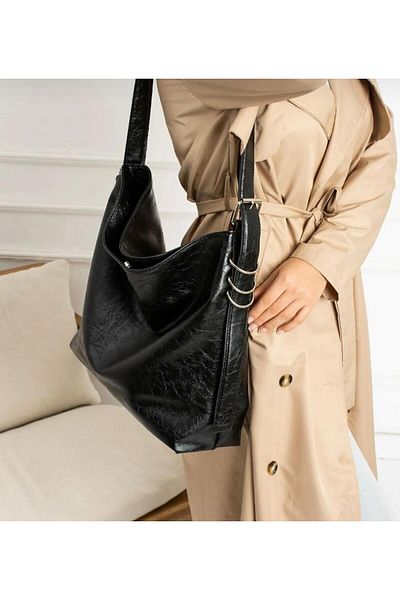 Mercan Stores Women's Black Vintage Leather Large Luxury 100% Equivalent Women's Shoulder and Shoulder Bag, Laptop Bag