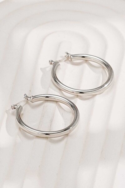 MRK Kadın Oval Silver Halka Küpe