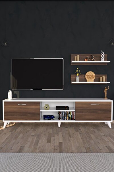 Moonlife Zümrüt Tv Ünitesi  beyaz Ceviz