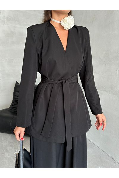 Laluvia Elegante Jacke mit schwarzem Gürtel