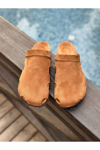 Uniqueqoop Παντόφλες Unisex Ανατομικές Σόλα από Γνήσιο Δερμάτινο Μανιτάρι