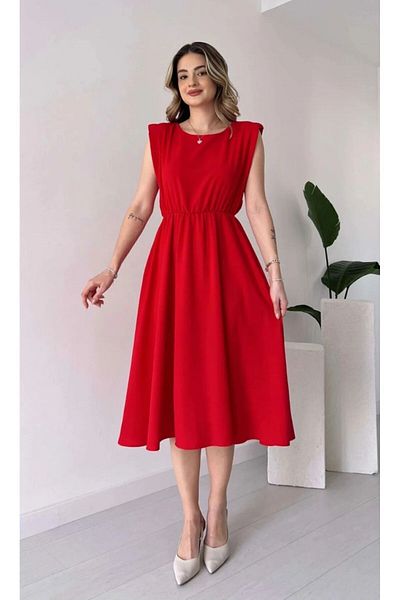 GDS BUTİK Sleeveless Midi Dress - Padded Design