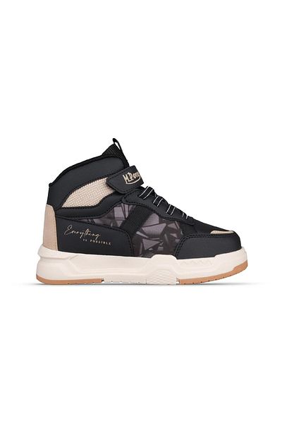 MP ONE Μεγάλα παιδικά μποτάκια με κορδόνια Velcro μαύρο-μπεζ