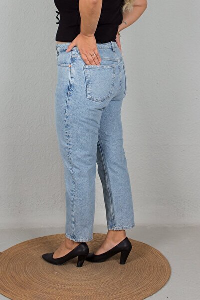 Truva XXL Blugi Mom albastru cu talie înaltă - Pantaloni de mărime mare