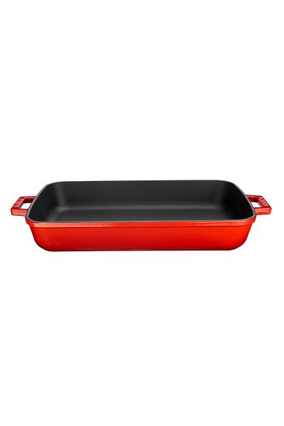 Lava Cast Rectangular Rosto and Oven Tray Cast Iron Solid Double Handle Size 26x40cm