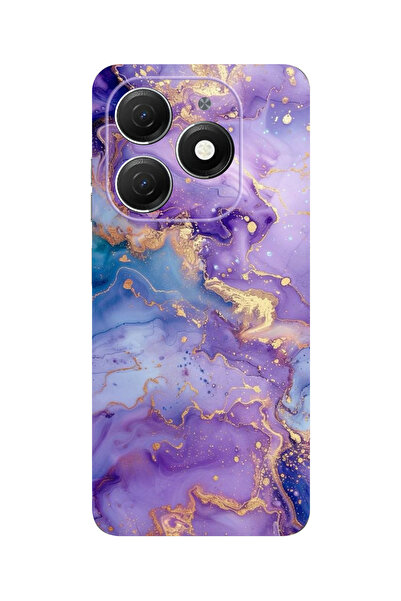 omix X7 Uyumlu Lila Mermer Desenli Baskılı Silikon Kılıf