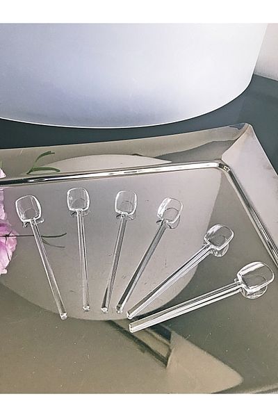DECOSTYLE 13 cm 6-Piece Glass Spoon - Tea and Coffee Mixing Set