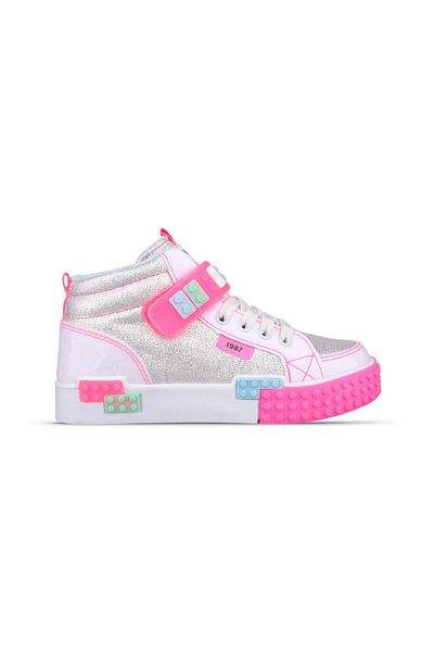MP ONE Big Kids White Sneakers - Lace-Up Velcro Boots
