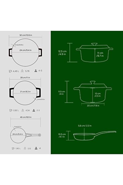 Lava Döküm 3x Trendy Series 6-Piece Pot & Pan Set