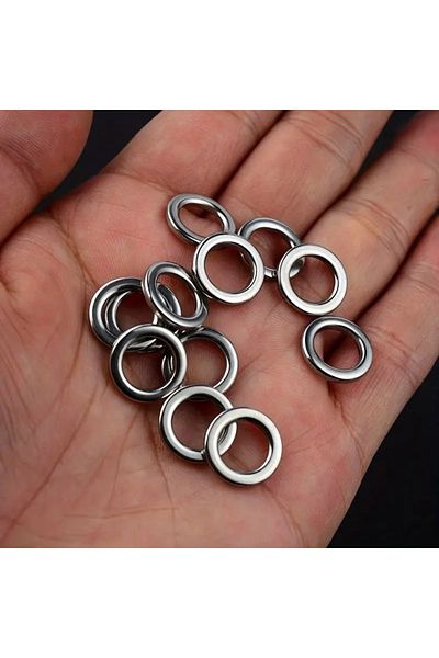 BraidM Size 9 Stainless Steel Outside and Outside - 15 Pieces 12.3 Mm, 318-kg Pulls, Solid Ring, Jig Assist, Closed Ring