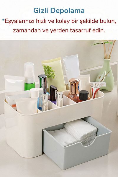 Serebien Home Collection 7 Compartment Makeup Cosmetic Organizer with Drawers - Multi-Purpose Organizer - Office, Bathroom, Makeup Box