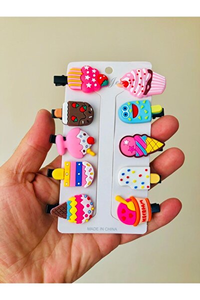 Açıkmeşe Ev Yaşam Ürünleri Baby Girl Blue Ice Cream Cupcake Kids Mini Buckle Set