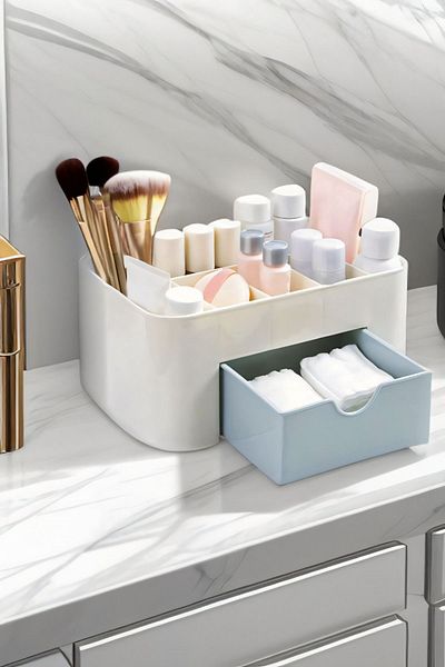 Serebien Home Collection 7 Compartment Makeup Cosmetic Organizer with Drawers - Multi-Purpose Organizer - Office, Bathroom, Makeup Box