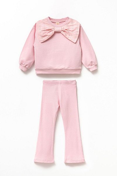 Minipodyum Girl's Cotton Long Sleeve Sweatshirt and Spanish Leg Leggings Set