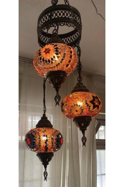 Expoze Otantik Osmanlı Dekoratif Mozaik Lamba (no:3)  3'lü Set