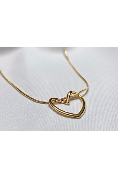 vense قلادة تايم من الفولاذ 316L بتفاصيل على شكل قلب ذهبية اللون