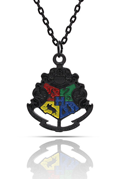 kolbi Harry Potter Hogwarts Logo Four Houses Necklace - Black Color Classic w...