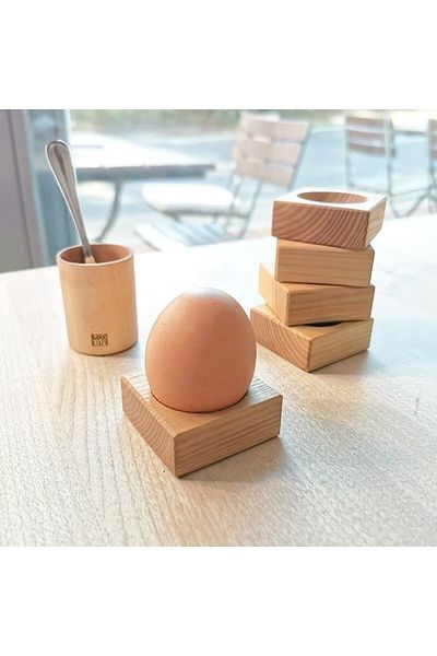 atolyesiahsap Wooden 4-Piece Small Egg Bowl Set