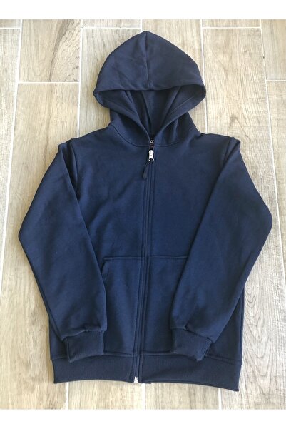 BİLGENS BUTİK Παιδική σχολική ζακέτα με κουκούλα με φερμουάρ μεσαίου πάχους