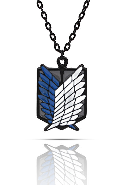 kolbi قلادة Attack on Titan Anime Fan - مع سلسلة كلاسيكية باللون الأسود المينا